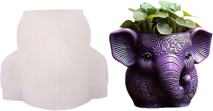 Elephant Silicone Mold | 10cm Mandala Pattern Candle Wax Planter Brush Holder