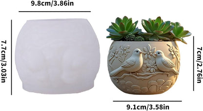 Lovebirds Silicone Mold | 9cm Pair Birds Candle Wax Planter Brush Holder