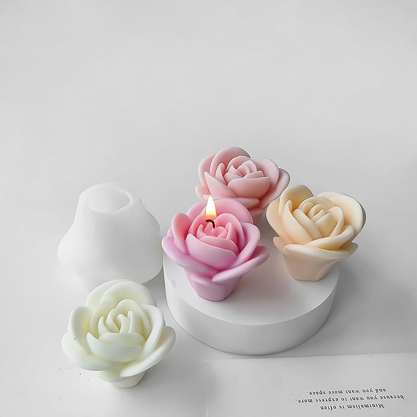 Candle Mold I 3D Fondant Rose Flower Shape Silicone Scented Wax Mould I for DIY Handmade Ornament Cake Décor Aromatherapy Polymer Clay Soap Plaster Resin Art Craft Making Home Decoration