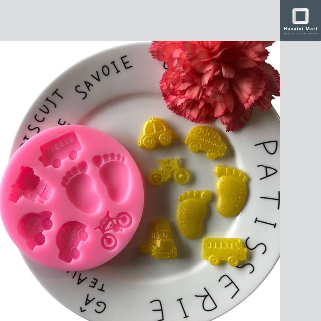 Children's Transport Silicone Cake Mould | Bus, Car, Bicycle & Trolley Fondant Mould