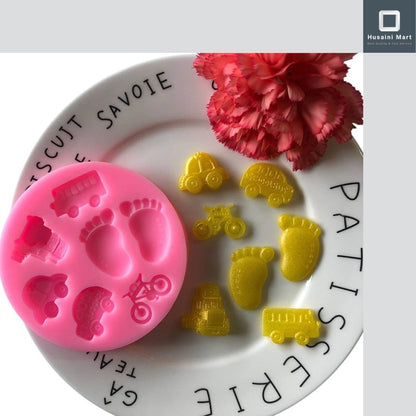 Children's Transport Silicone Cake Mould | Bus, Car, Bicycle & Trolley Fondant Mould