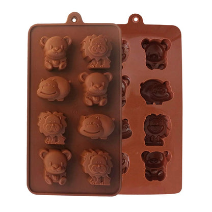 Animal Silicone Chocolate Mould – 8 Cavity (Lion, Bear & Hippo)