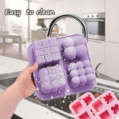 4-in-1 Bubble Cube Cross Floral Silicone Candle Mould – Assorted Shape Multi-Design Cast ₹200