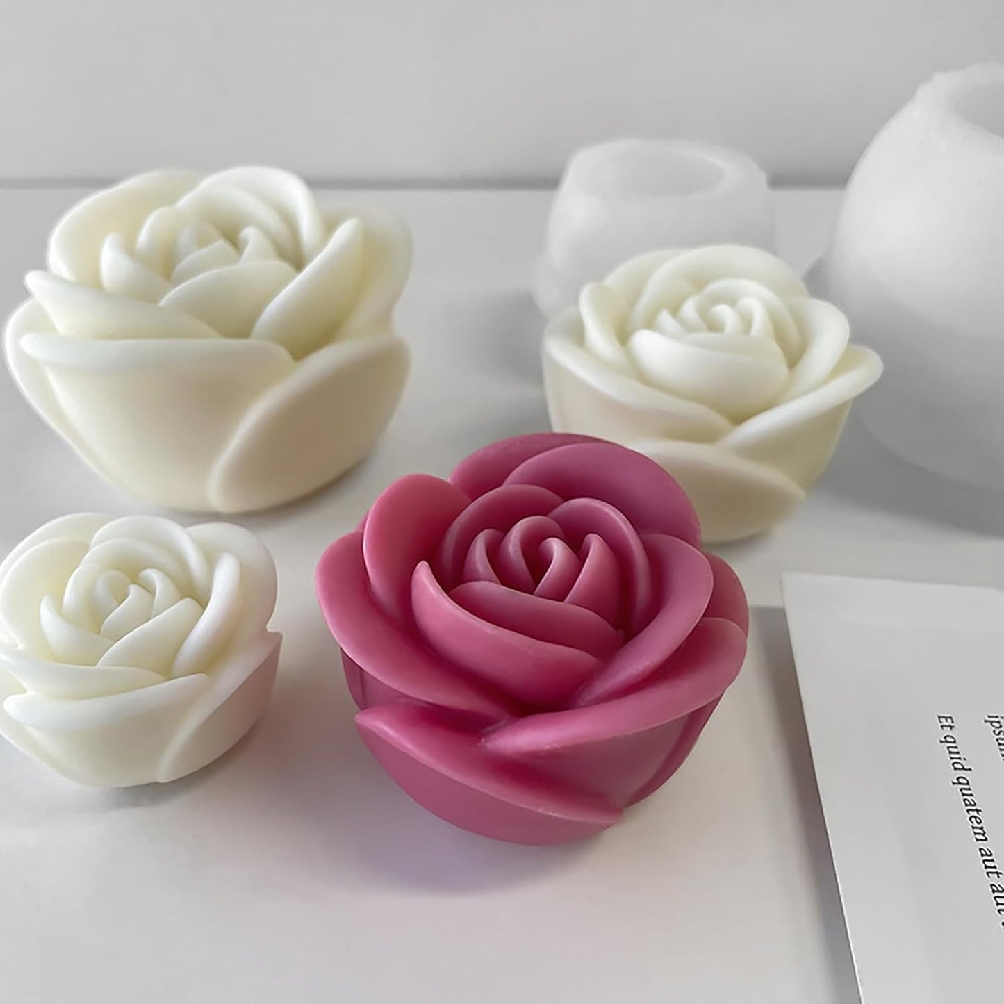 Rose flower bud peony silicone candle mold for resin, clay, and jewelry casting