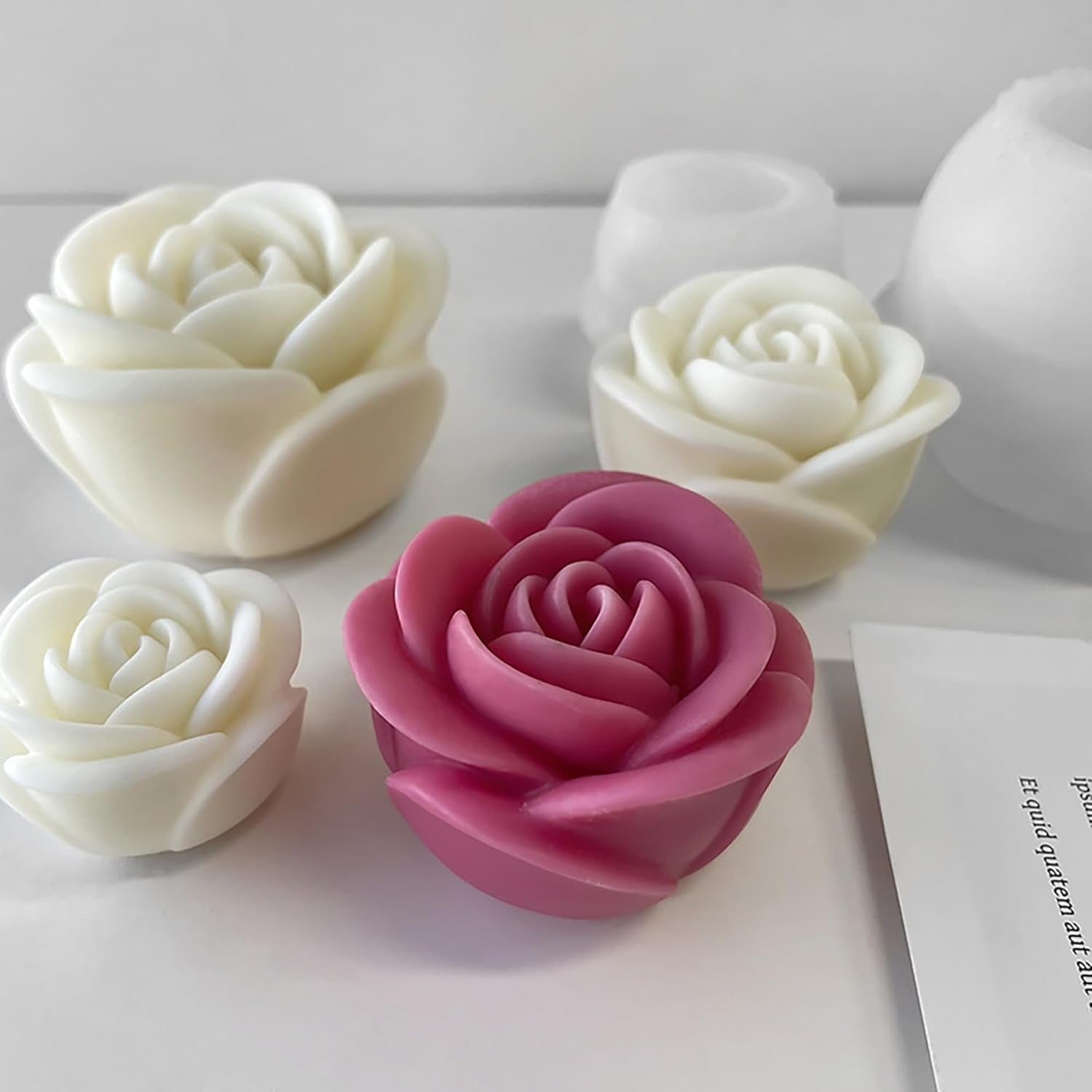 Rose flower bud peony silicone candle mold for resin, clay, and jewelry casting