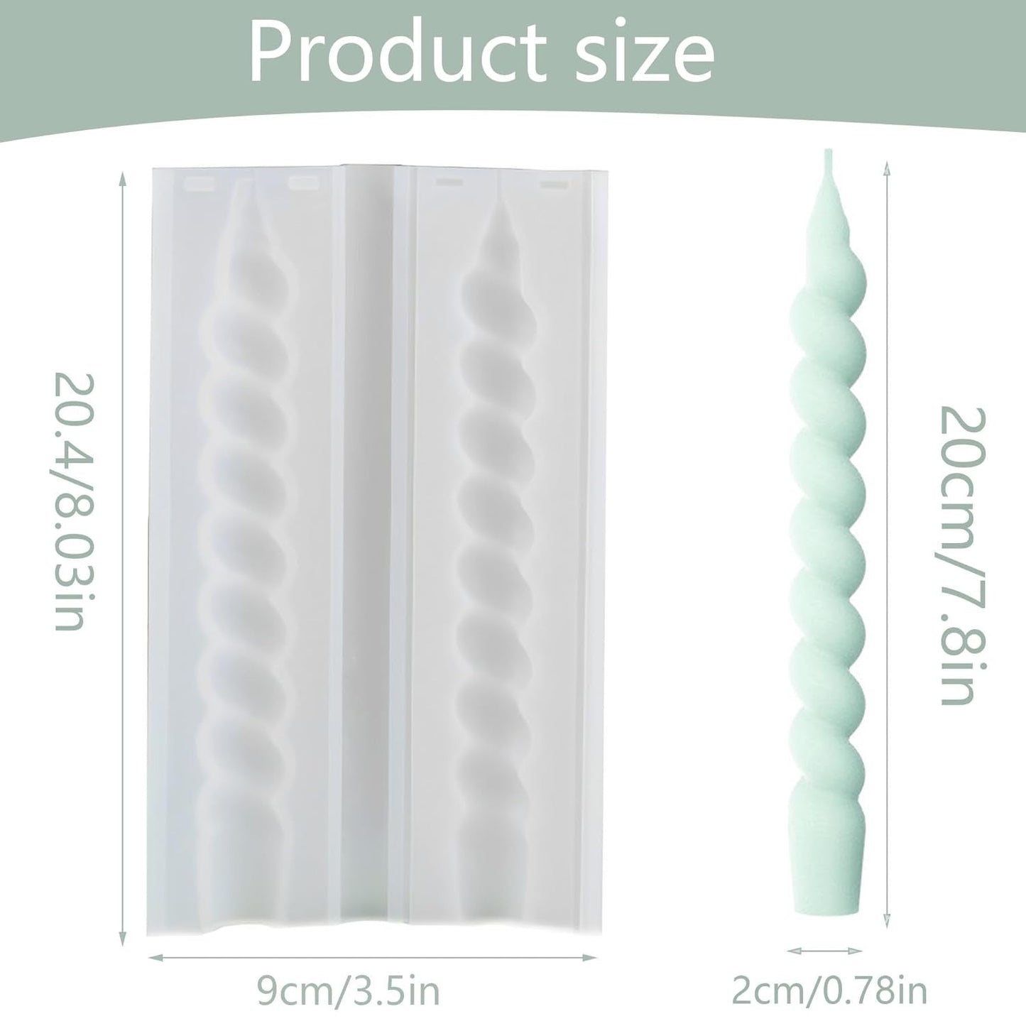 Spiral pillar silicone candle mould — white column for handmade wedding candles