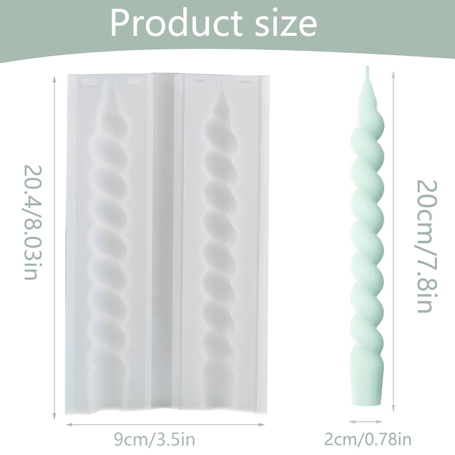 Spiral pillar silicone candle mould — white column for handmade wedding candles