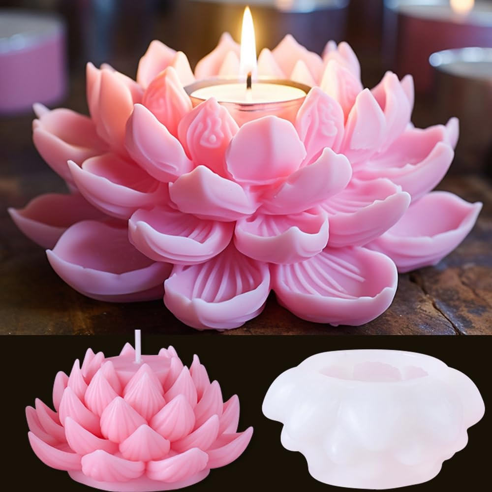 Lotus Silicone Mould Type A – Early Riser 3D Lotus Candle & Aromatherapy Stone for Diwali Pooja Mandir ₹345