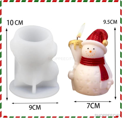 3D Broom Snowman Silicone Candle Mould | Christmas Wax & Fondant Mould