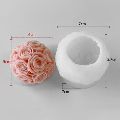 Rose Ball Mold Rose Candle Mold 3D Round Flower Mold Peony Resin Casting Mold Resin Making Molds Silicone Mold for Candle Home Decorate Mold