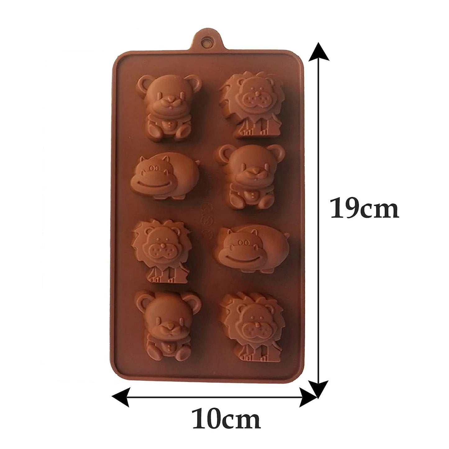 Animal Silicone Chocolate Mould – 8 Cavity (Lion, Bear & Hippo)