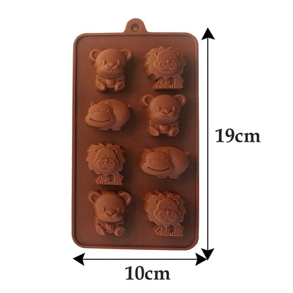 Animal Silicone Chocolate Mould – 8 Cavity (Lion, Bear & Hippo)