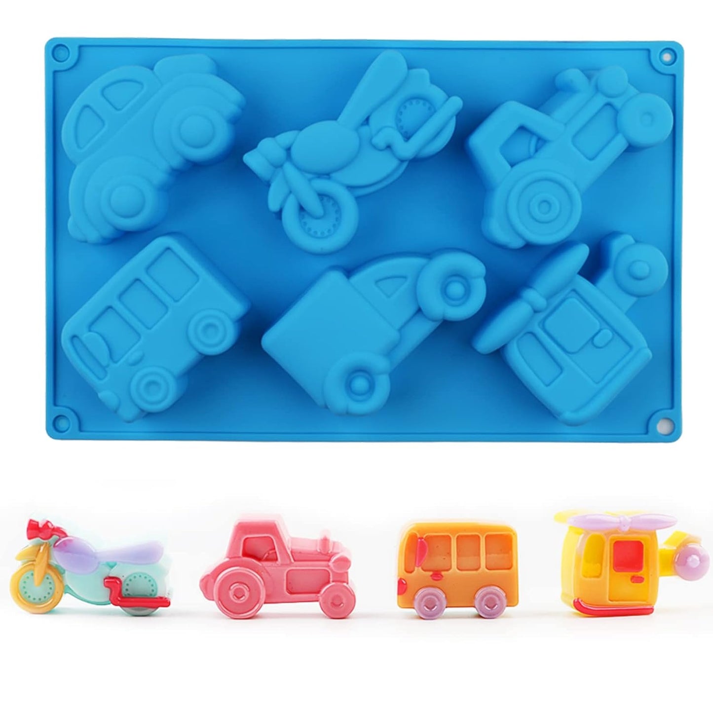 Bloom Creations Silicone Vehicle Mold for Cake, Chocolate, Jelly, Ice Cubes & Soap Making | Food-Grade Non-Stick Blue Mould for Kids' Parties & DIY Crafts | Durable & Flexible Baking Accessory