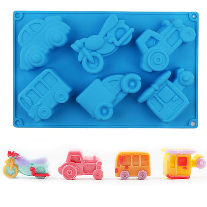 Bloom Creations Silicone Vehicle Mold for Cake, Chocolate, Jelly, Ice Cubes & Soap Making | Food-Grade Non-Stick Blue Mould for Kids' Parties & DIY Crafts | Durable & Flexible Baking Accessory