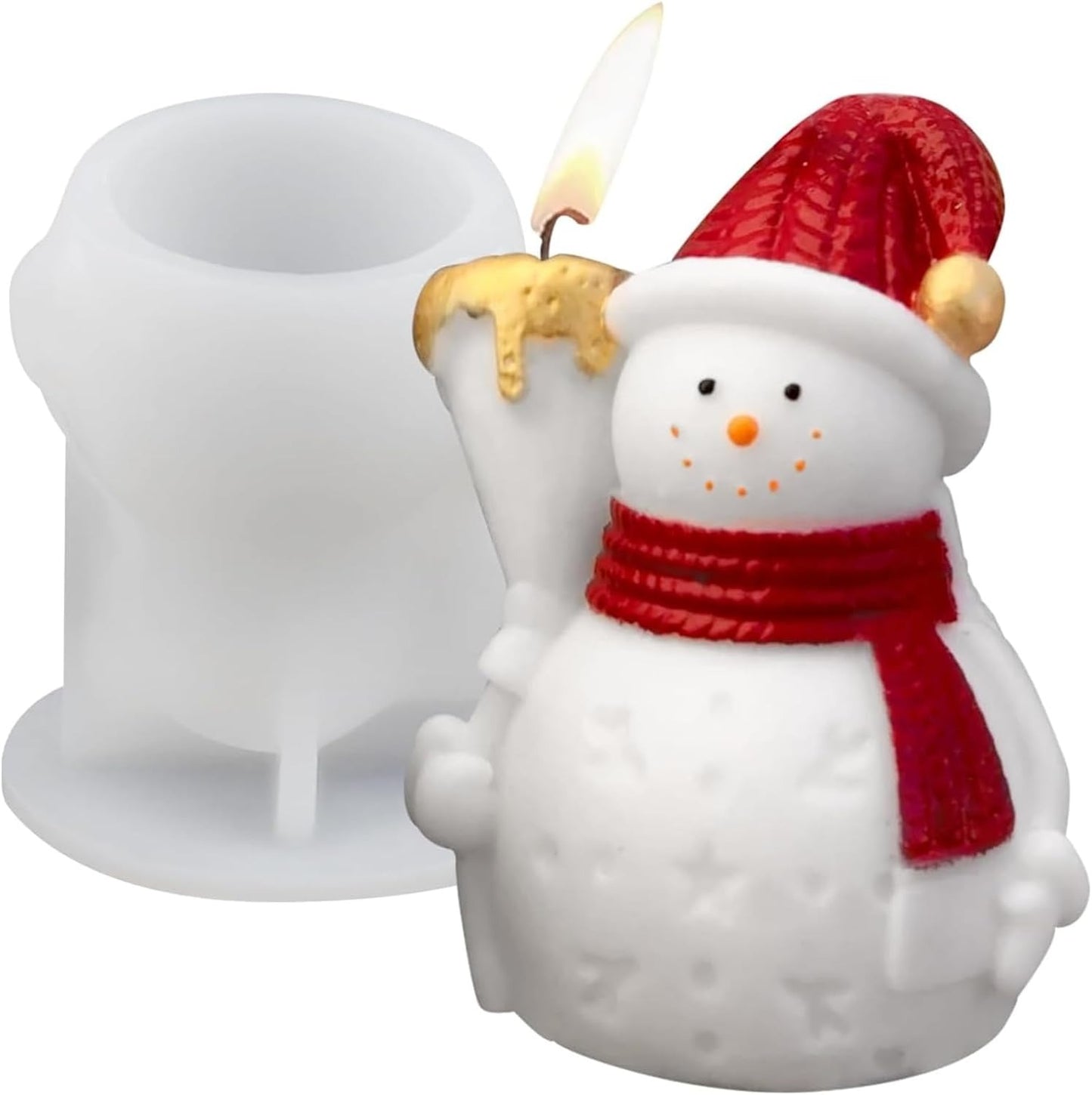 3D Broom Snowman Silicone Candle Mould | Christmas Wax & Fondant Mould
