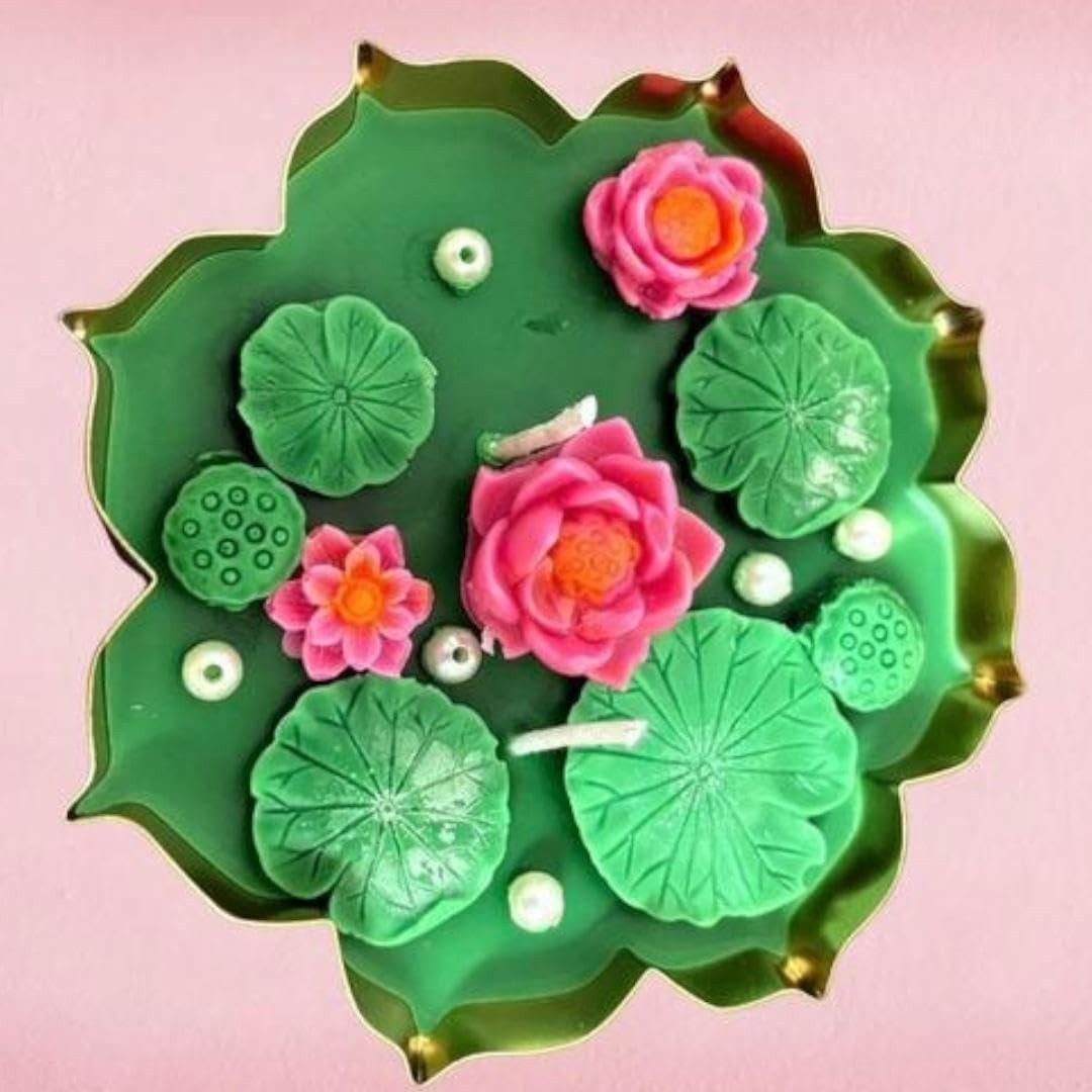 Lotus Flower & Lily Pad Silicone Mould — size reference | Bloom Creations India