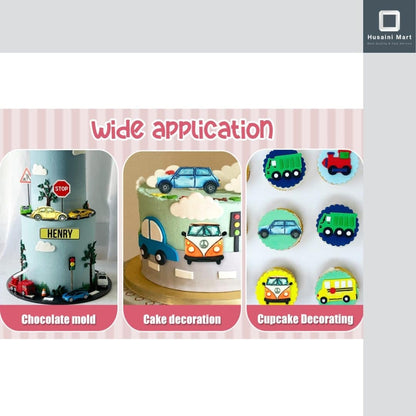Children's Transport Silicone Cake Mould | Bus, Car, Bicycle & Trolley Fondant Mould