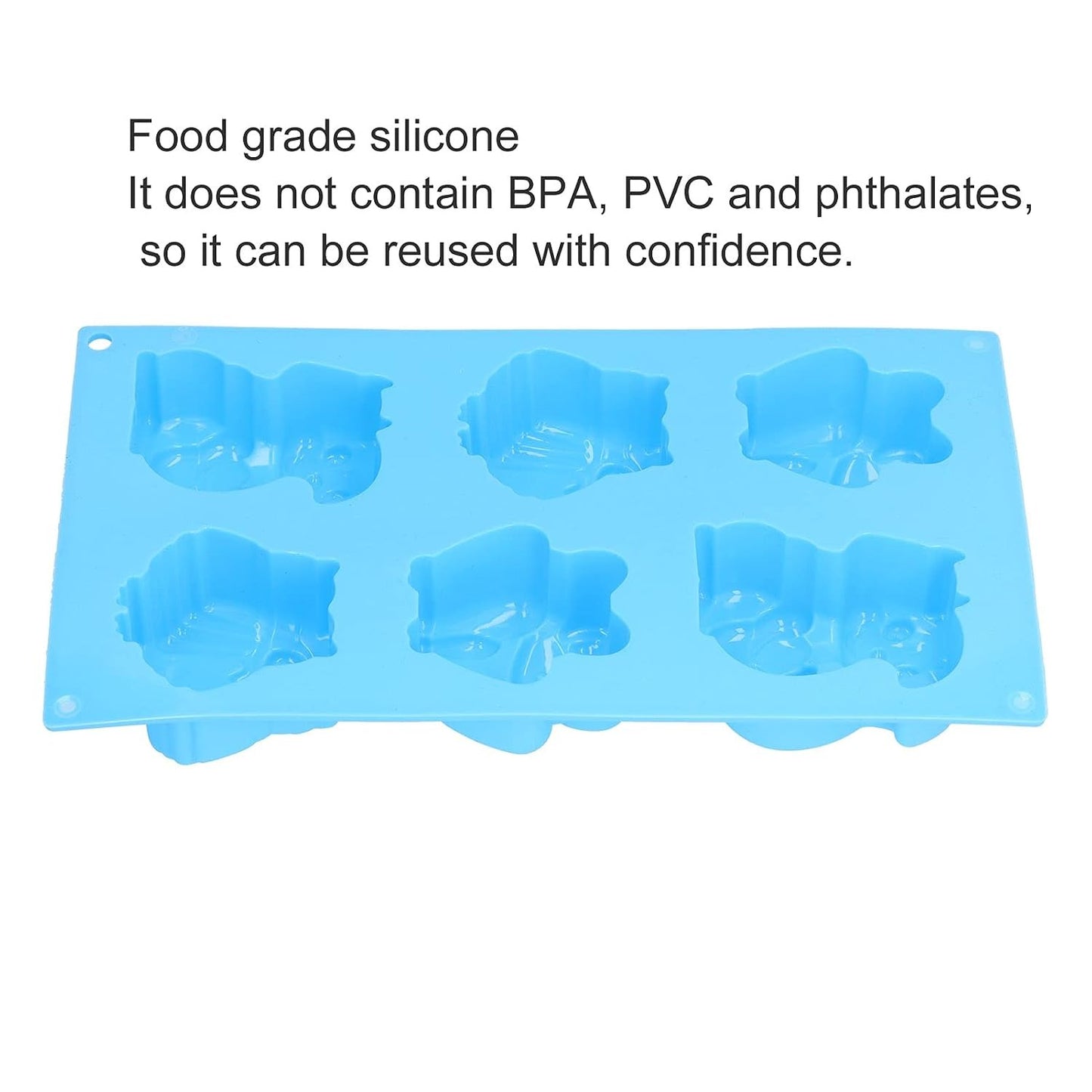 Close-up of blue silicone mould showing detailed owl and squirrel cavities