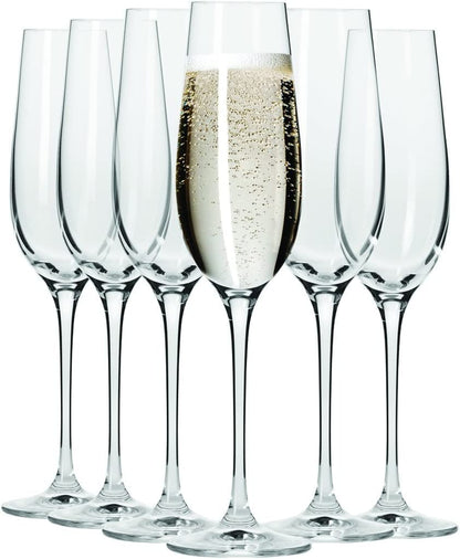Champion Glass Set of 6 — Imported Tall Champagne Glasses (Candle & Bar)