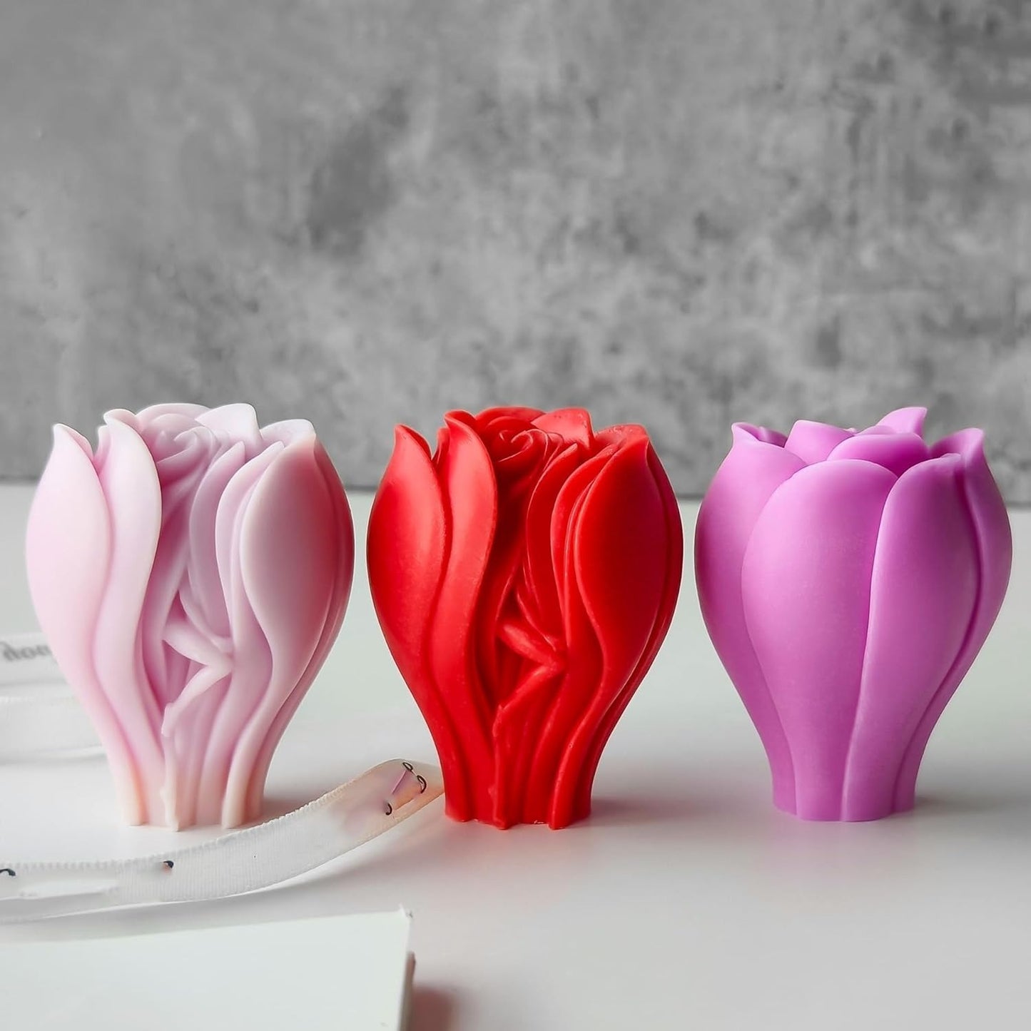 Tulip Rose Candle Mold for Candle Making 3D Flower Silicone Mold for Resin Casting Crafts DIY Polymer Clay Home Decoration Wax Melts Valentine's Day Candle Molds Soap Making