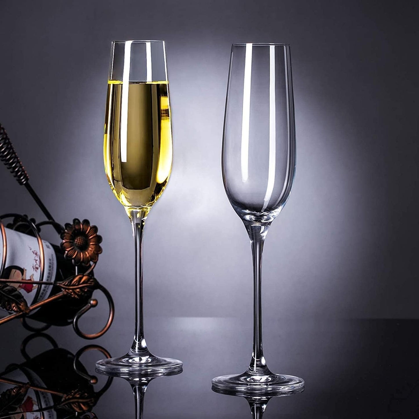 Champion Glass Set of 6 — Imported Tall Champagne Glasses (Candle & Bar)