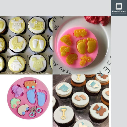 Children's Transport Silicone Cake Mould | Bus, Car, Bicycle & Trolley Fondant Mould