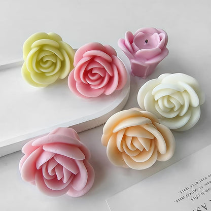 Candle Mold I 3D Fondant Rose Flower Shape Silicone Scented Wax Mould I for DIY Handmade Ornament Cake Décor Aromatherapy Polymer Clay Soap Plaster Resin Art Craft Making Home Decoration