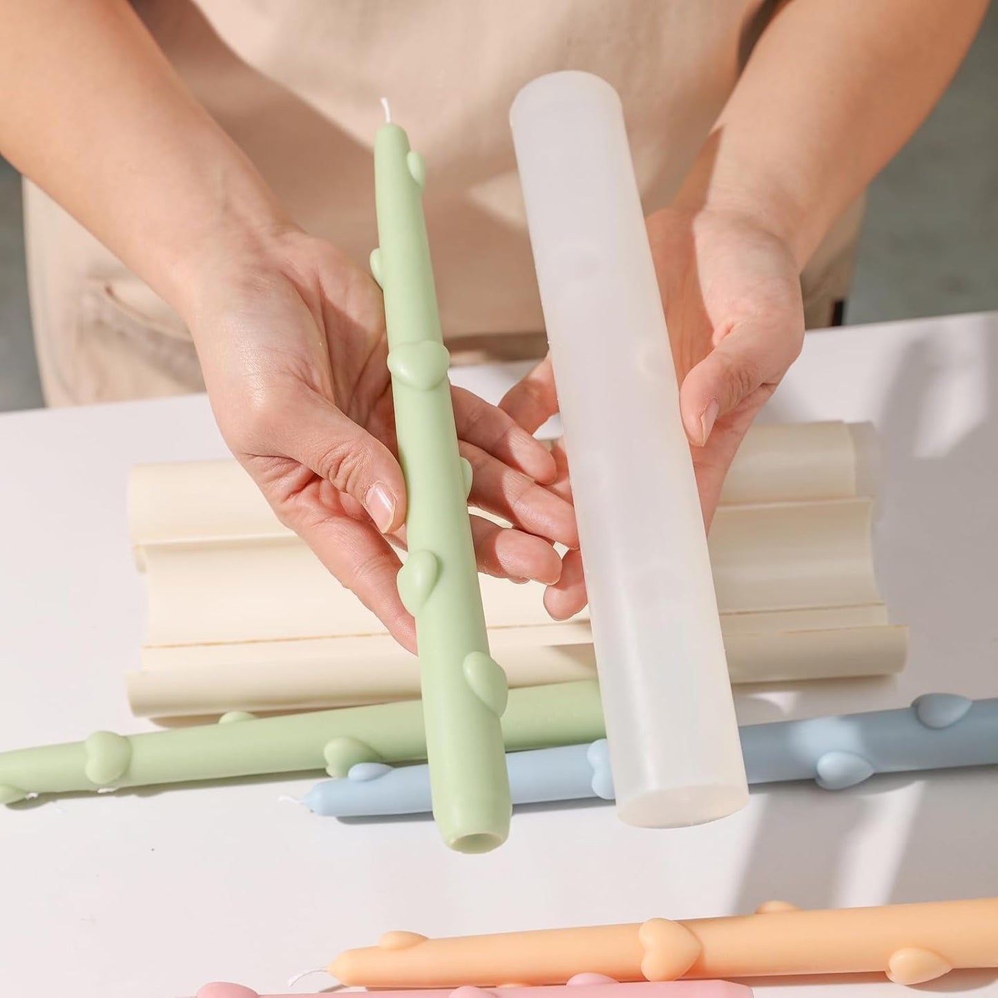Candle Mold Heart Cylinder Stick 5242