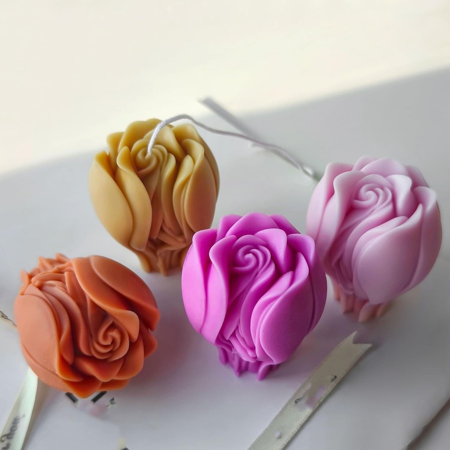 Tulip Rose Candle Mold for Candle Making 3D Flower Silicone Mold for Resin Casting Crafts DIY Polymer Clay Home Decoration Wax Melts Valentine's Day Candle Molds Soap Making