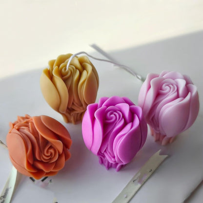 Tulip Rose Candle Mold for Candle Making 3D Flower Silicone Mold for Resin Casting Crafts DIY Polymer Clay Home Decoration Wax Melts Valentine's Day Candle Molds Soap Making