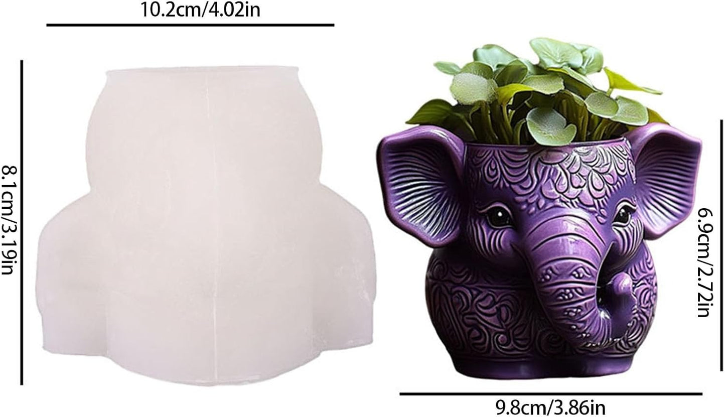 Elephant silicone mold 10cm — Mandala pattern for candles, planters, and brush holders