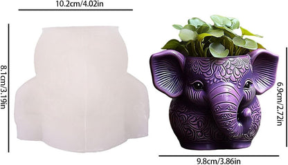 Elephant silicone mold 10cm — Mandala pattern for candles, planters, and brush holders