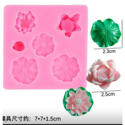 Lotus Flower & Lily Pad Silicone Mould — finished candle | Bloom Creations India