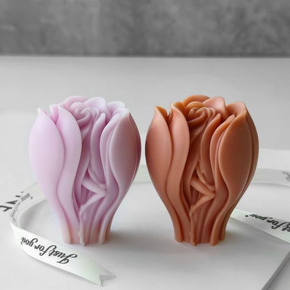 Tulip Rose Candle Mold for Candle Making 3D Flower Silicone Mold for Resin Casting Crafts DIY Polymer Clay Home Decoration Wax Melts Valentine's Day Candle Molds Soap Making