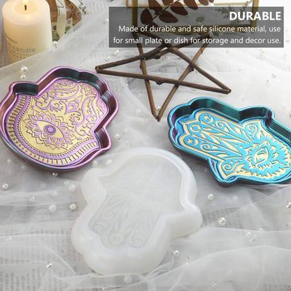 Hamsa Dish Resin Molds Evil Eye Hamsa Hand Soap Mold Hand of God Epoxy Casting Mold for DIY Soap Making Hand of Fatima Mascot Candle Resin Mold