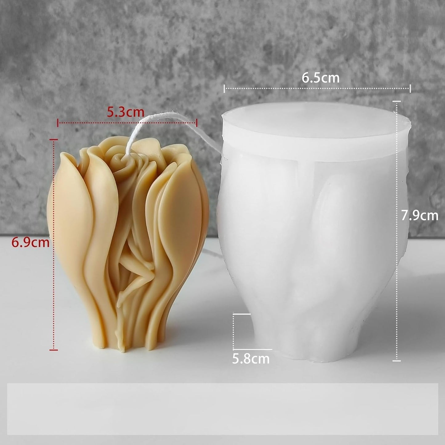 Tulip Rose Candle Mold for Candle Making 3D Flower Silicone Mold for Resin Casting Crafts DIY Polymer Clay Home Decoration Wax Melts Valentine's Day Candle Molds Soap Making