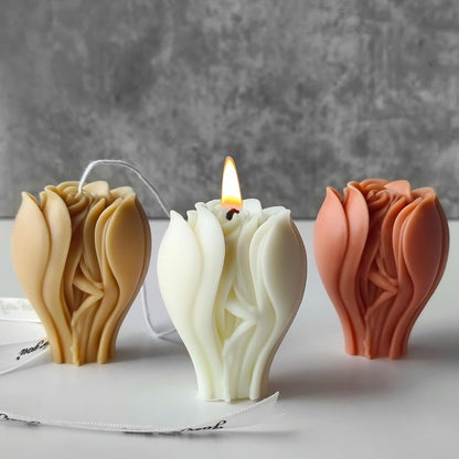 Tulip Rose Candle Mold for Candle Making 3D Flower Silicone Mold for Resin Casting Crafts DIY Polymer Clay Home Decoration Wax Melts Valentine's Day Candle Molds Soap Making