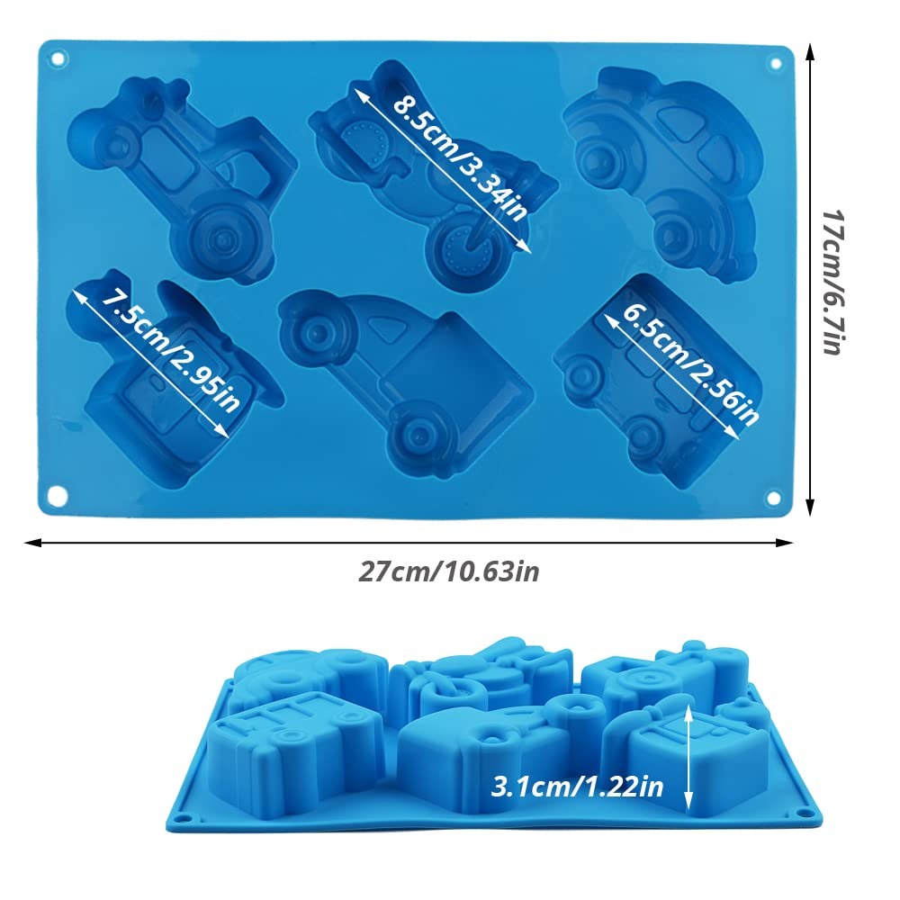 Bloom Creations Silicone Vehicle Mold for Cake, Chocolate, Jelly, Ice Cubes & Soap Making | Food-Grade Non-Stick Blue Mould for Kids' Parties & DIY Crafts | Durable & Flexible Baking Accessory