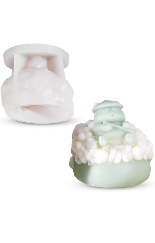 3D panda on cloud silicone mold for novelty candles and resin crafts