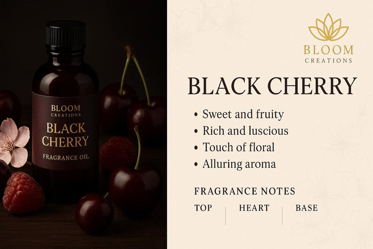 Black Cherry fragrance oil 100ml for candle making — rich fruity dessert scent