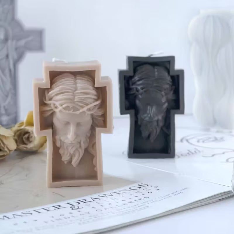 Bloom Creations Jesus Christ Silicone Mold for Candle Making, Soap Crafting, Resin Art, Plaster Ornaments, DIY Religious Decor, Cross Shaped Mould for Home & Gifting