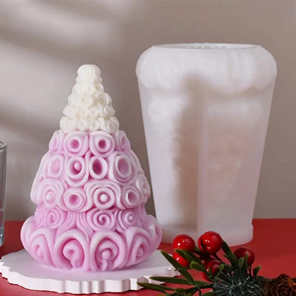 Colored Christmas tree silicone candle mold — alternate angle view
