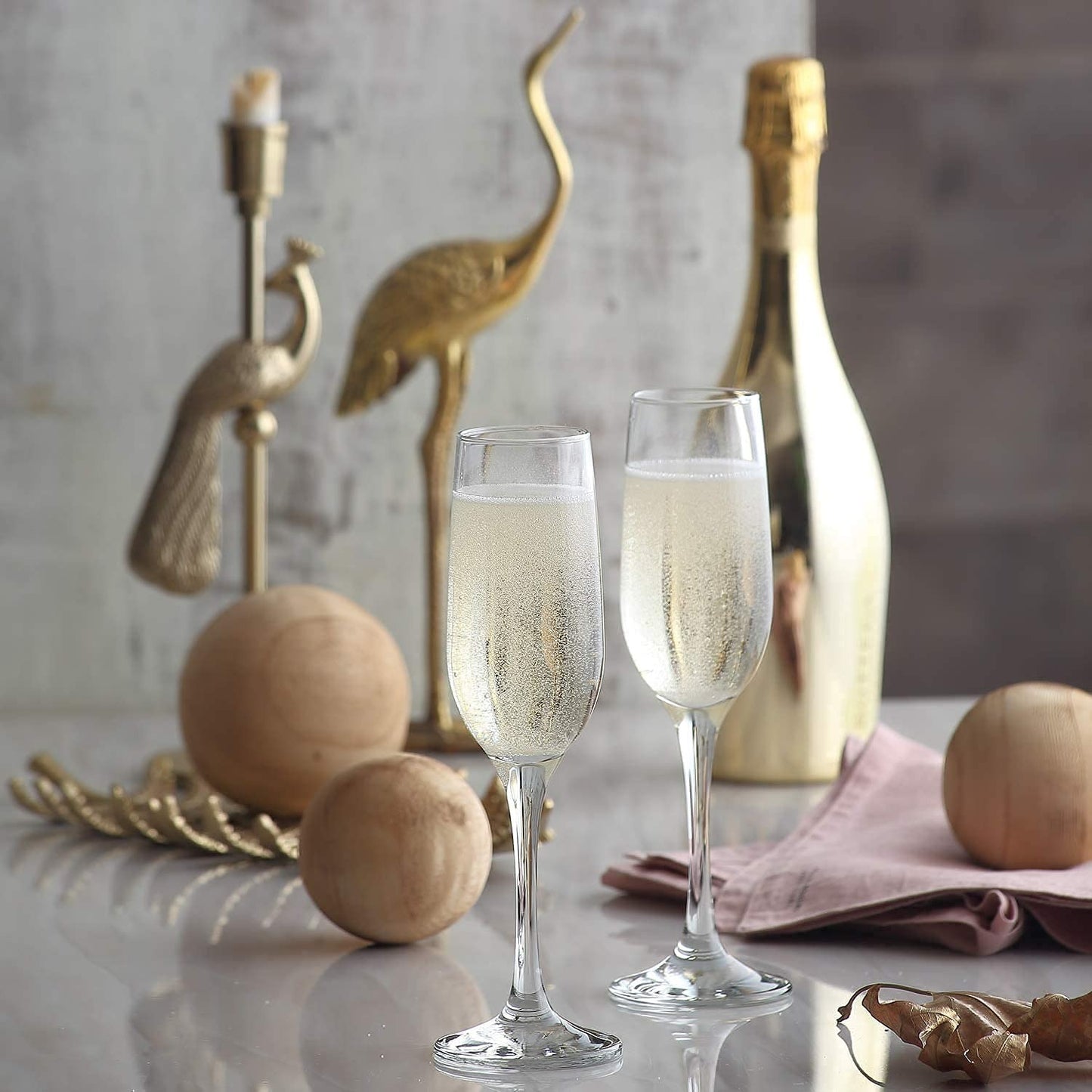 Champion Glass Set of 6 — Imported Tall Champagne Glasses (Candle & Bar)