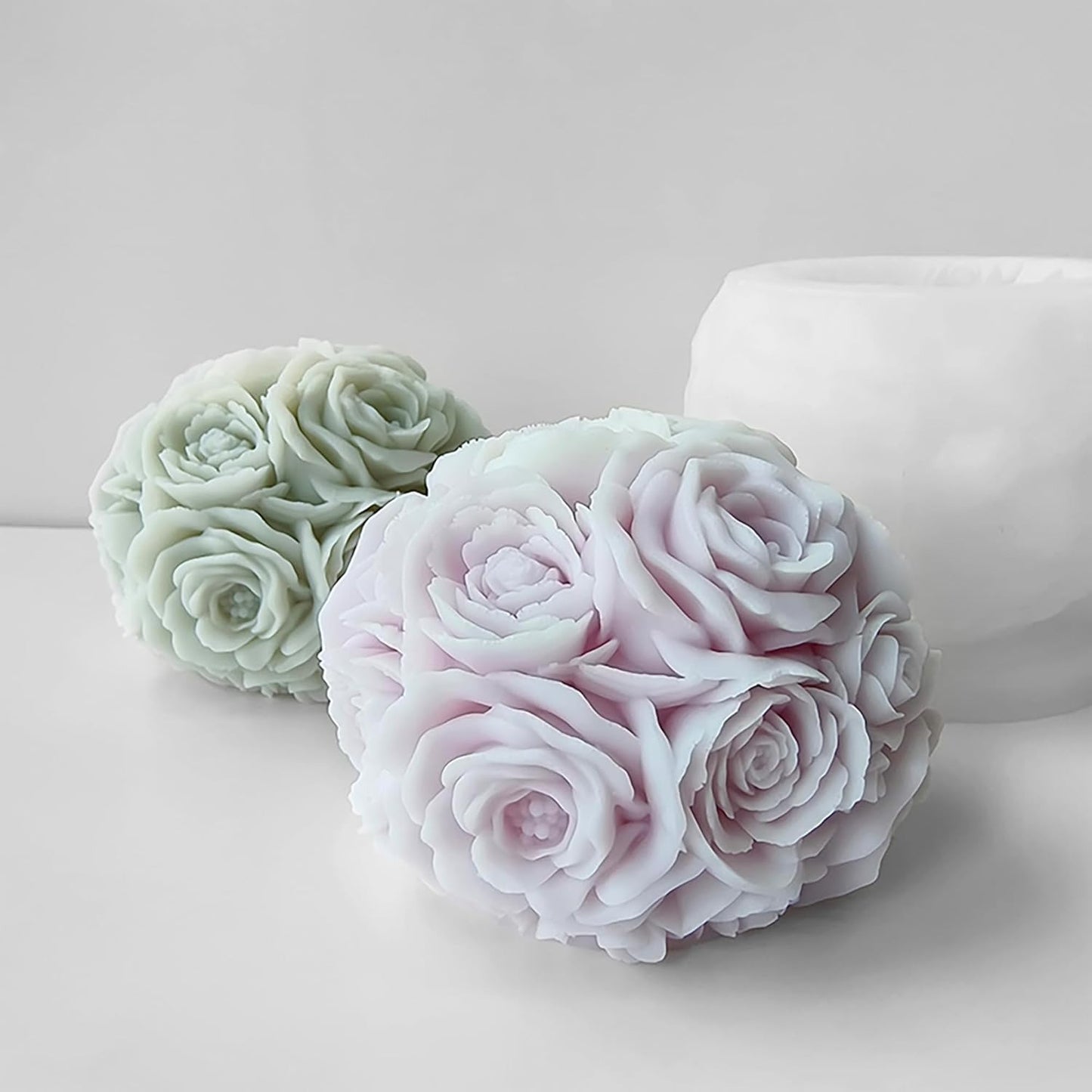 Rose Ball Mold Rose Candle Mold 3D Round Flower Mold Peony Resin Casting Mold Resin Making Molds Silicone Mold for Candle Home Decorate Mold