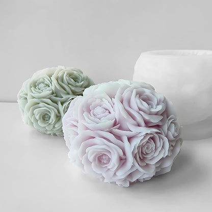 Rose Ball Mold Rose Candle Mold 3D Round Flower Mold Peony Resin Casting Mold Resin Making Molds Silicone Mold for Candle Home Decorate Mold
