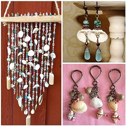 Sea shell craft ideas – wind chime and jewellery earrings made with real white sea shells