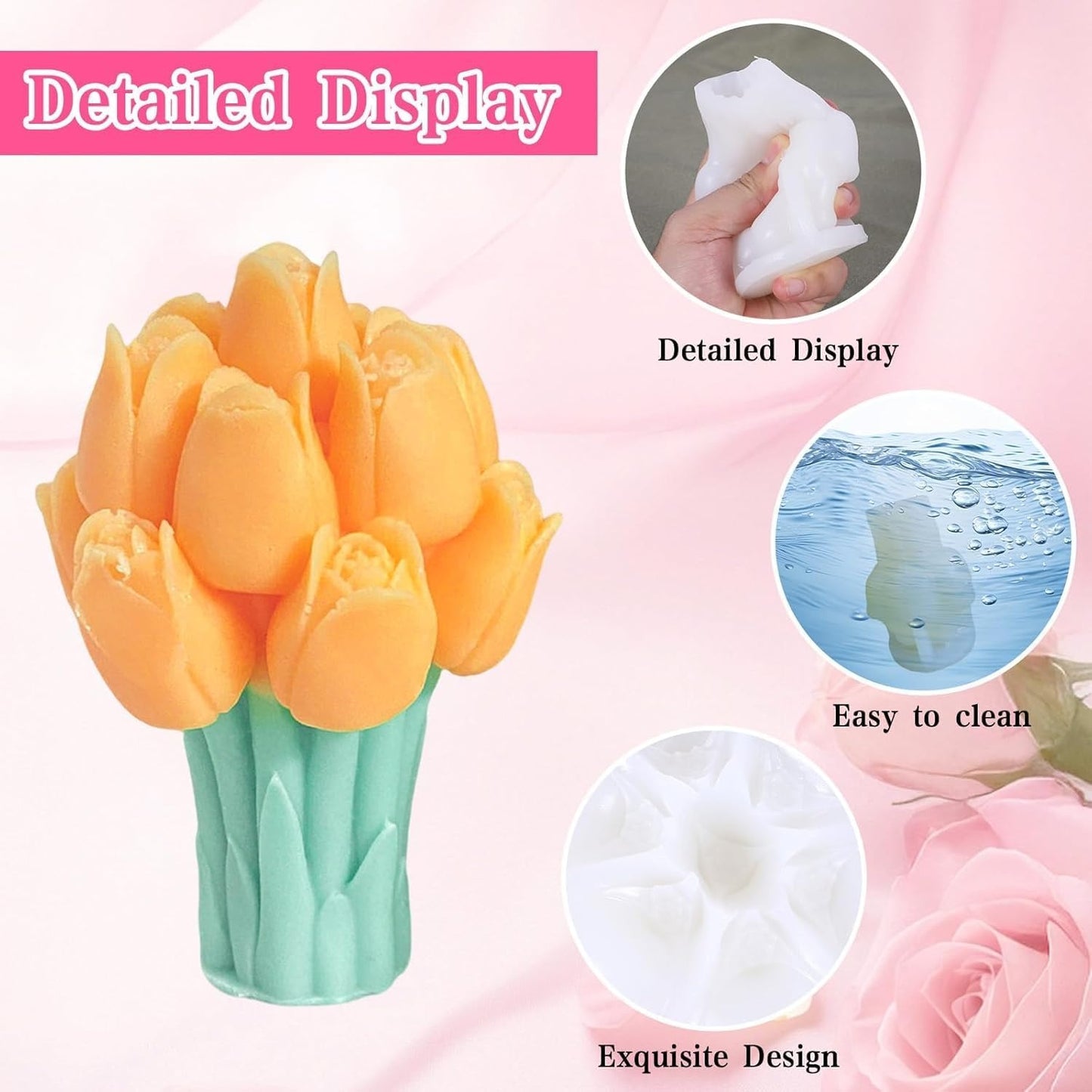Tulip Bouquet Silicone Candle Mould | 3D Flower Bouquet Mould