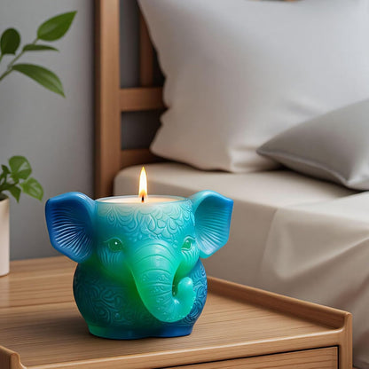 Elephant Silicone Mold | 10cm Mandala Pattern Candle Wax Planter Brush Holder