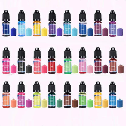 Pack of 24 Colours Candle Dye for Soy Wax - Premium 10ml Liquid Candle Colour Dye for Crafting and Home Decor - Oil-Based Candle Making Accessories