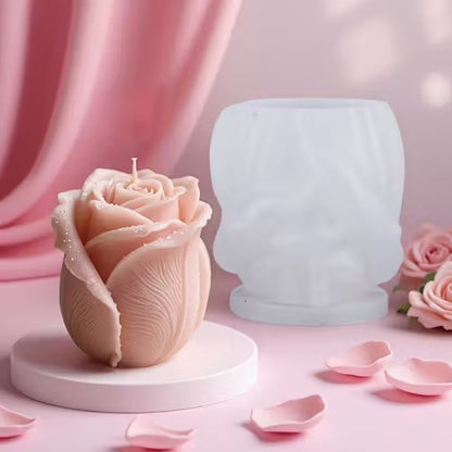 3D Rose Candle Silicone Mold ZW388 | Romantic Wax Pillar & Soap Mold 7.5cm